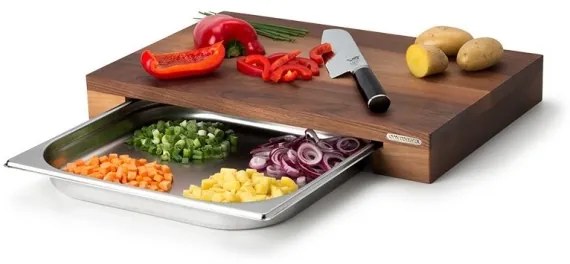 Continenta C4211 - Kuchynská doska na krájanie s misou 48x32,5 cm orech