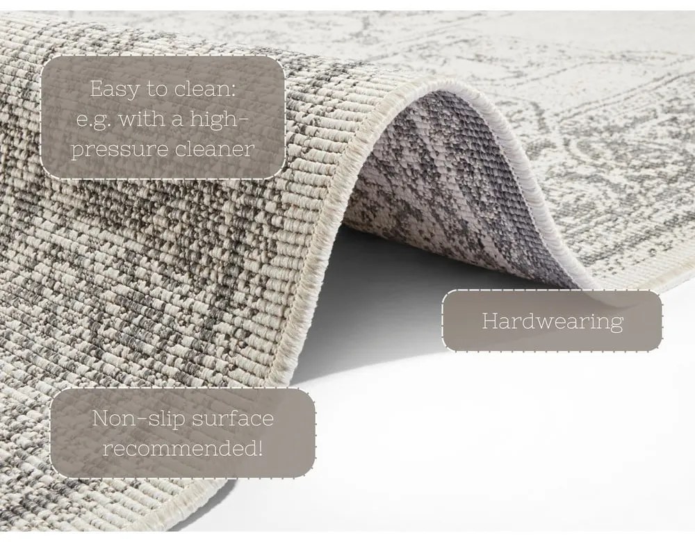 Sivo-krémový vonkajší koberec NORTHRUGS Borbon, 80 x 150 cm