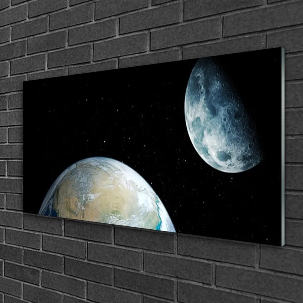 Obraz na skle Mesiac zeme vesmír 140x70 cm