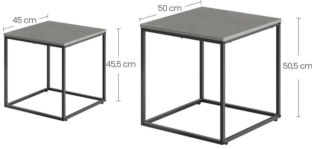 Súprava 2ks konferenčných stolíkov QUADRO, sivé