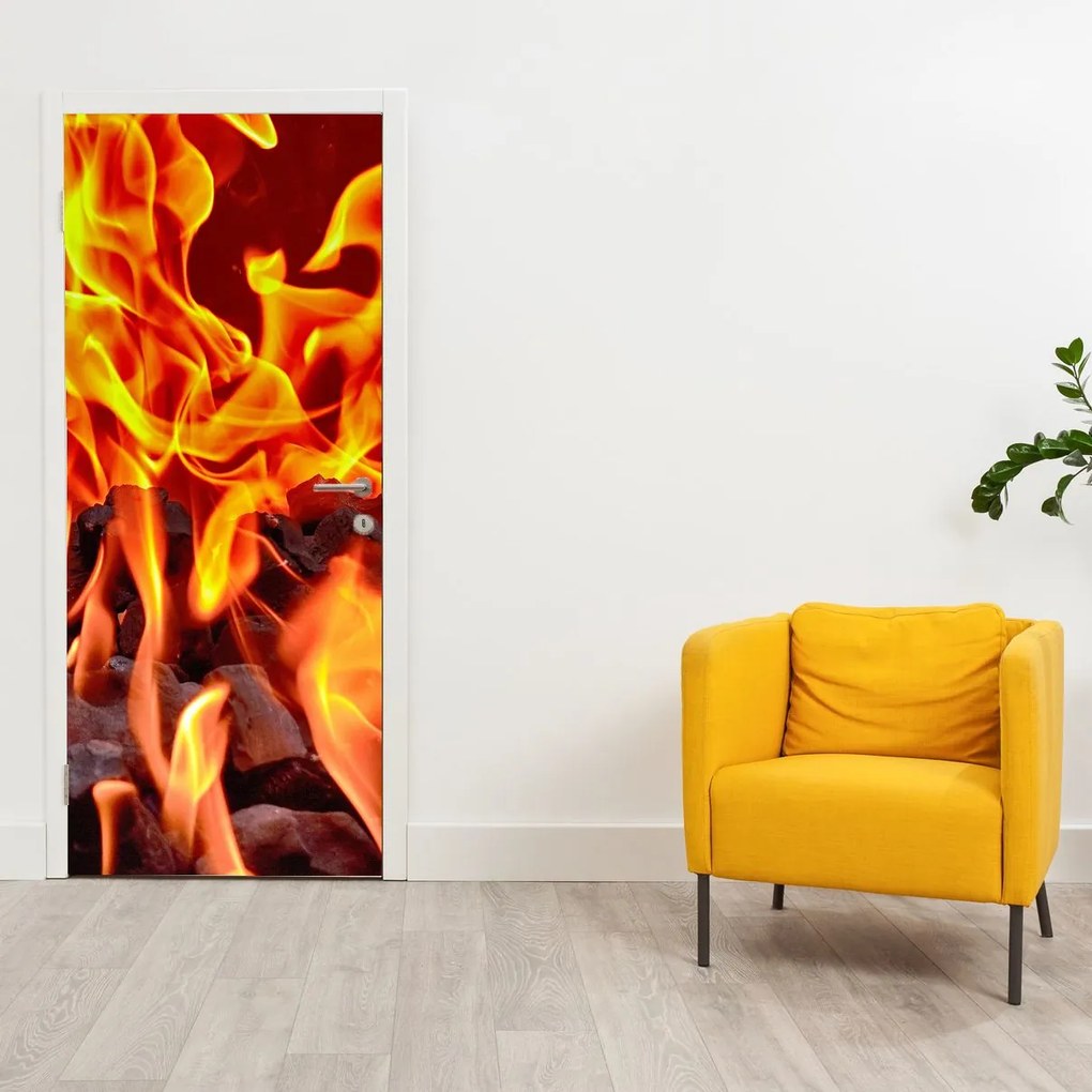 Fototapeta na dvere - Horiace uhlíky (95x205cm)