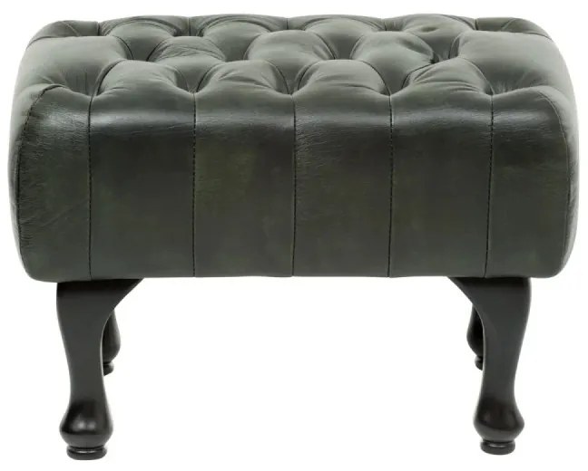 furniture-nabytek.cz - Masívna taburetka Chesterfield Pittsfield z pravej kože, zelená – 60×45×42 cm