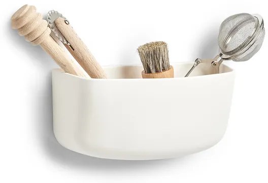 Kuchynský ORGANIZÉR samolepiaci, biely, plastový HOLDER, 16x7x8 cm