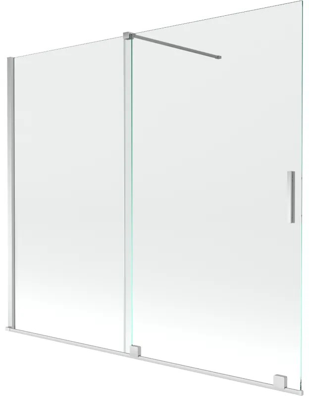 Mexen Velar, 2-krídlová posuvná vaňová zástena 180 x 150 cm, 8mm číre sklo, chrómový profil, 896-180-000-01-01