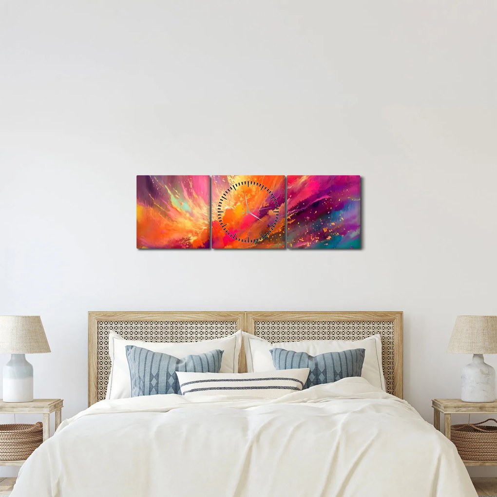Obraz - Dynamická abstrakcia (s hodinami) (90x30 cm)