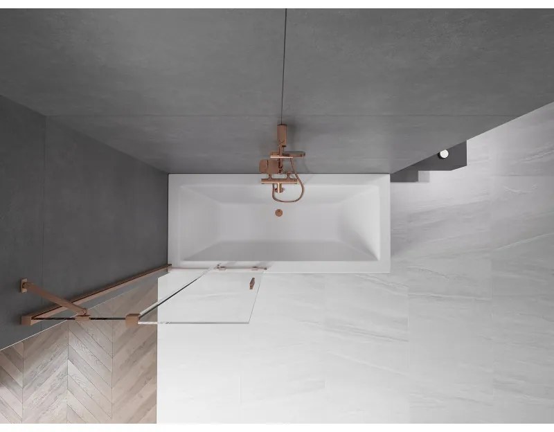 Mexen Velar, 2-krídlová posuvná vaňová zástena 80 x 150 cm, 8mm číre sklo, medená matná, 896-080-000-01-65