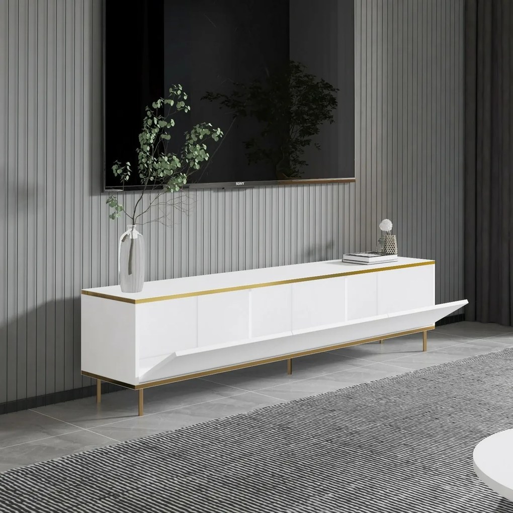 Imaj Biely a zlatý TV stojan