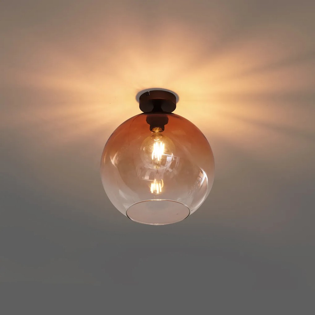 Stropné svietidlo Art Deco tmavý bronz s hnedým sklom - Sandra