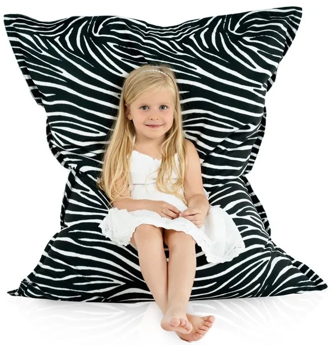 Luxusný sedací vak Zebra – XL/XXL pohodlie s divokým štýlom Veľkosť: XL