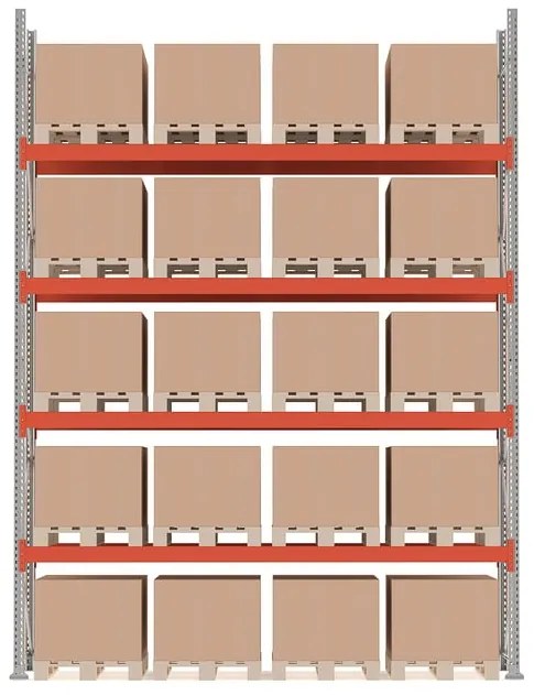 Paletový regál ULTIMATE, základná sekcia, 20 paliet, 5000x3600x1100 mm