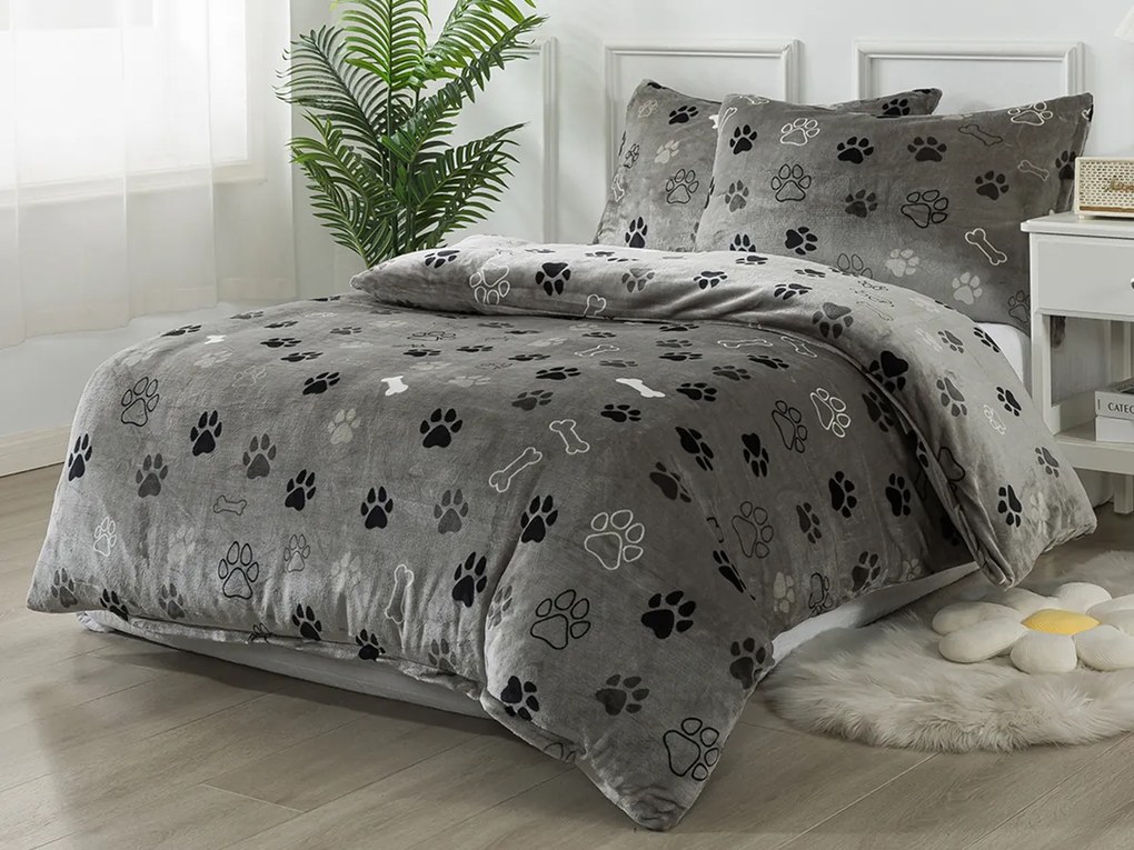 XPOSE® Mikroplyšové obliečky LABKY Exclusive - sivé