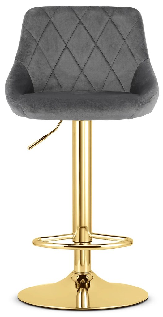 Barová stolička KAST - zamatová siva, zlatá- vintino.sk