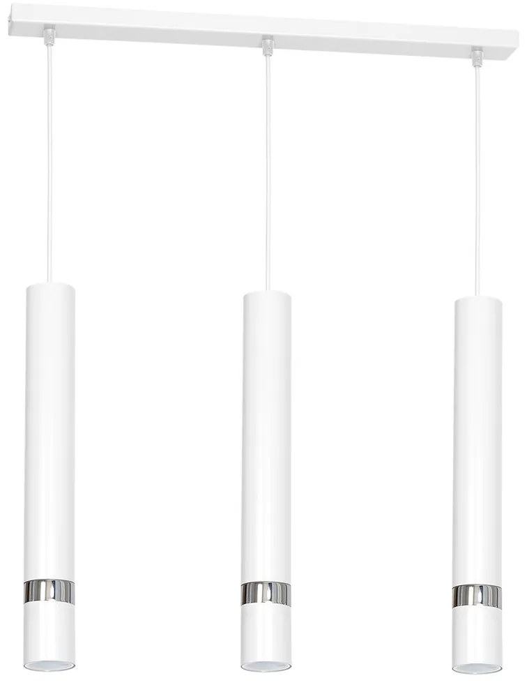 Závesné svietidlo Joker, 3x biele kovové tienidlo, w/ch