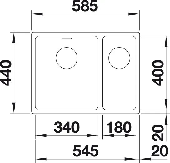 Nerezový drez Blanco ANDANO 340/180 U IF nerez hodvábny lesk drez vľavo