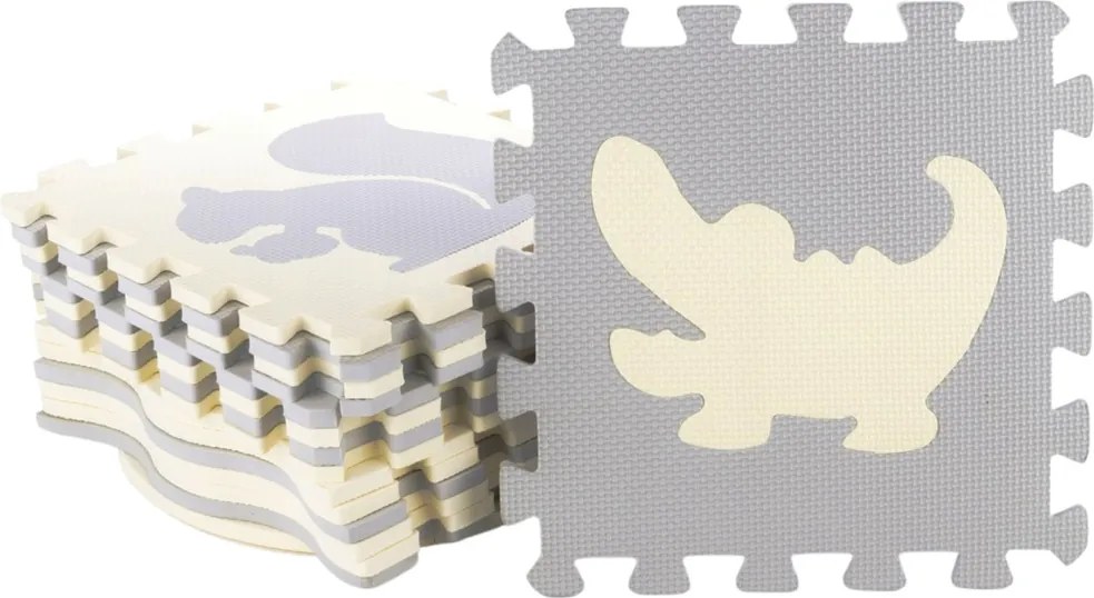 LEAN Penové puzzle Zvieratká - Eva pena, 25 dielov, sivo-béžová