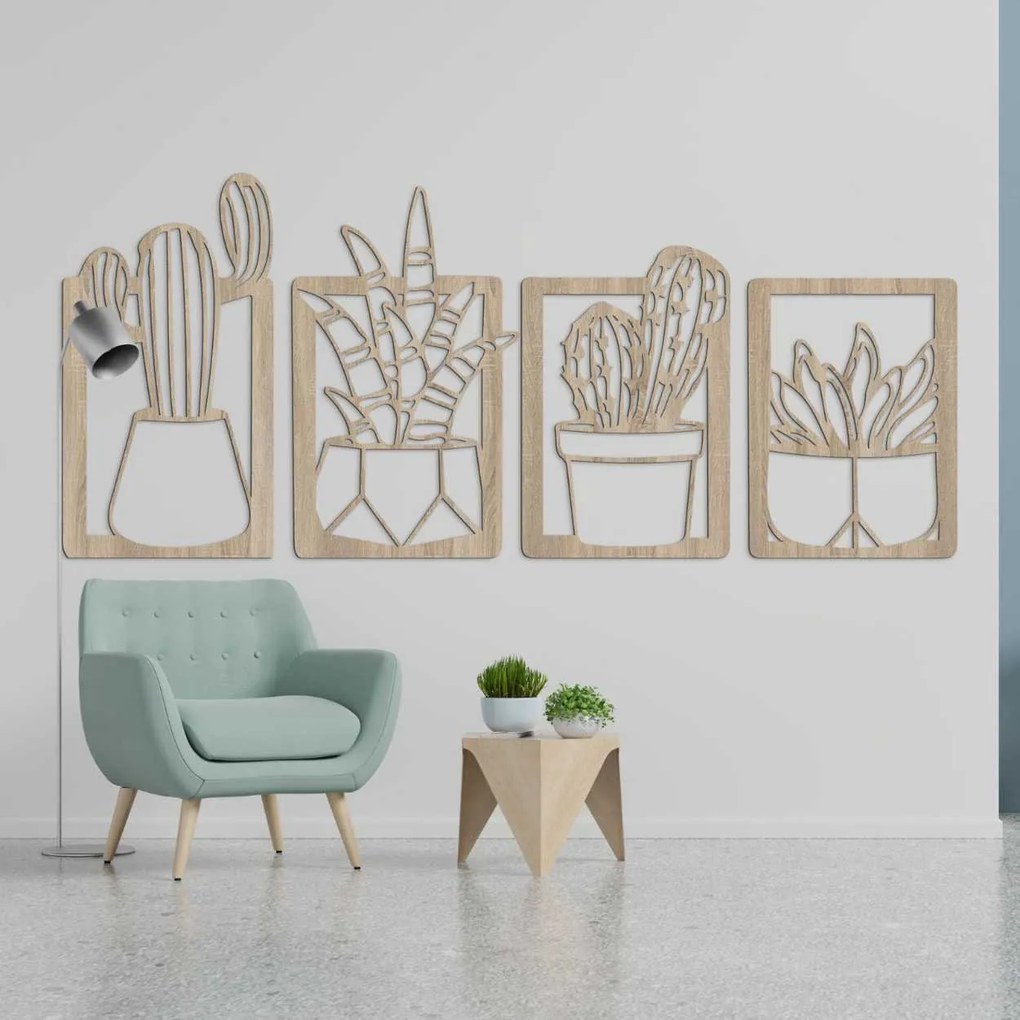 SENTOP | Štvordielny obraz na stenu kaktusy | SENTOP HDF0402-A-B-C-D