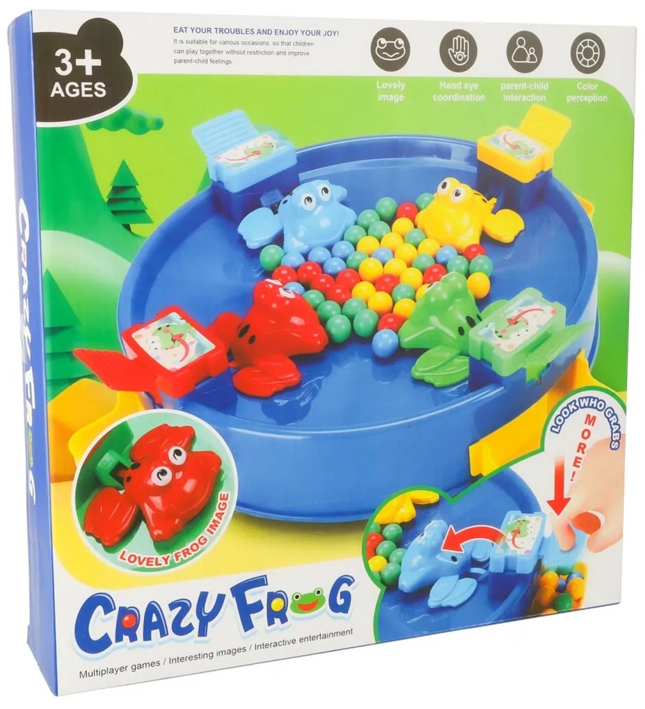 KIK Skákajúce žabky – zručnostná rodinná hra pre deti, 2–4 hráčov, 3+ (26 loptičiek)