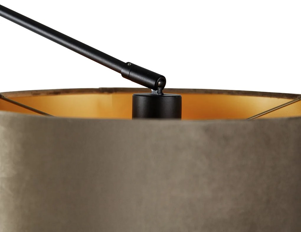 Nástenná lampa čierna s tienidlom zo zamatu taupe 35 cm nastaviteľná - Blitz