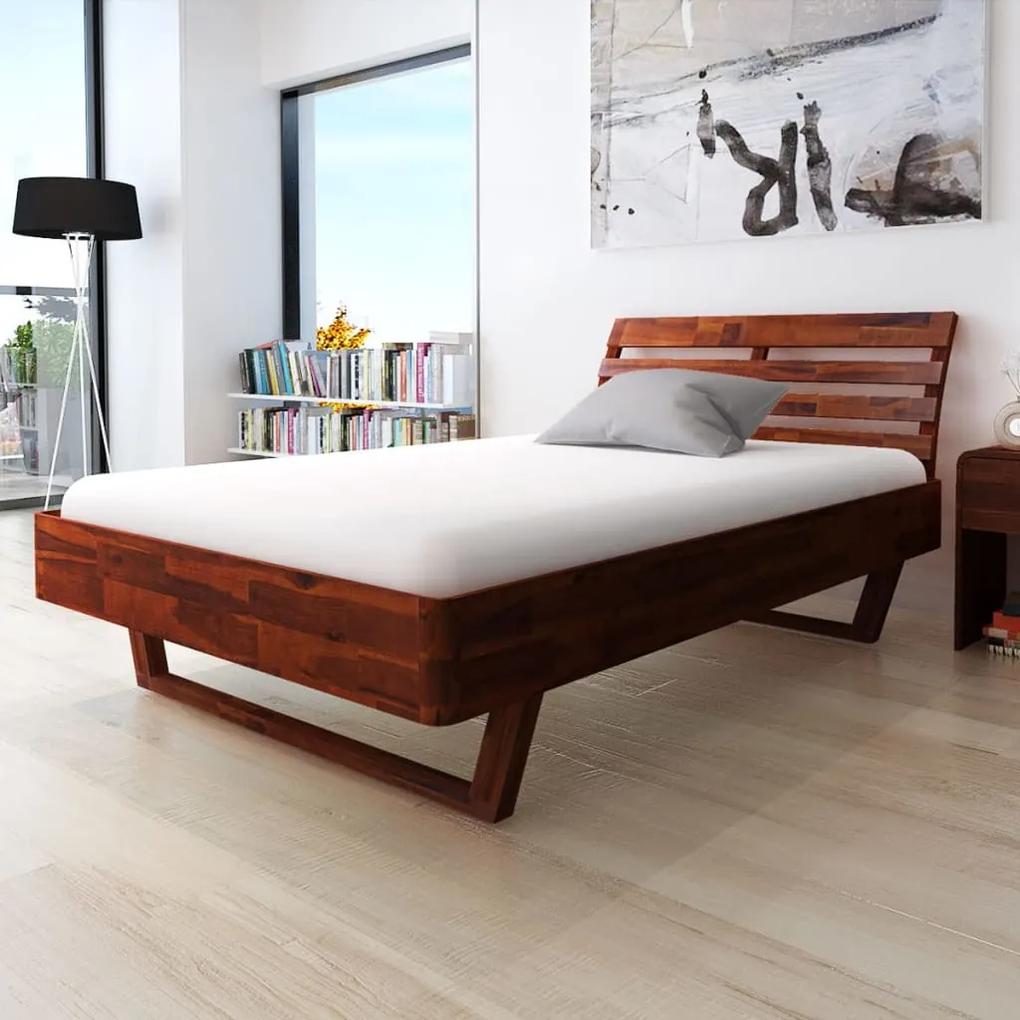 vidaXL Rám postele s 2 nočnými stolíkmi, akáciové drevo, 140x200 cm
