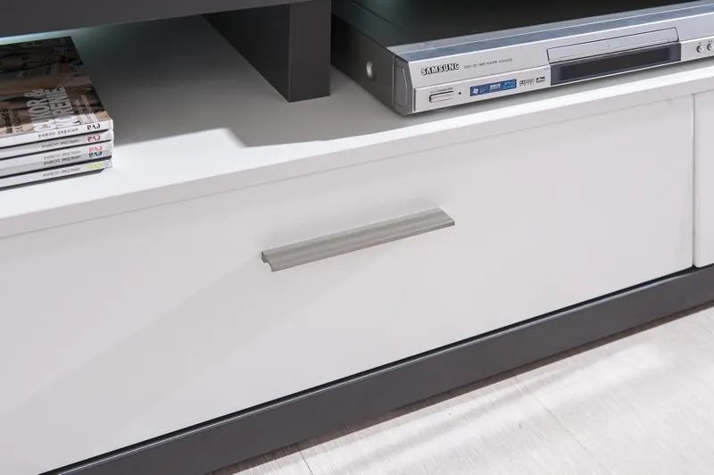 Obývacia stena Caracas kombi 333, grafit/biely lesk, s osvetlením