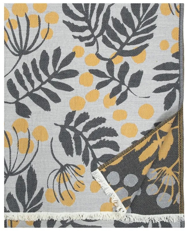 Merino deka Pihapuu 135x180, sivo-žlto-čierna