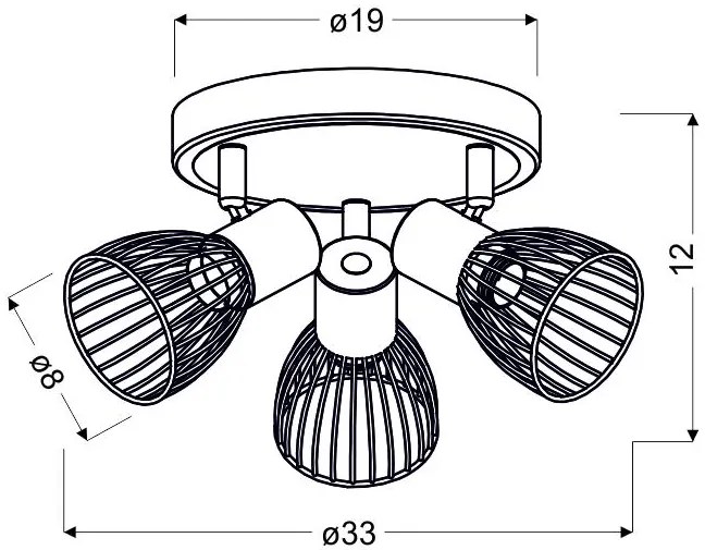 Candellux MODO Stropné svietidlo 3X40W E14 Black Chrome 98-61546