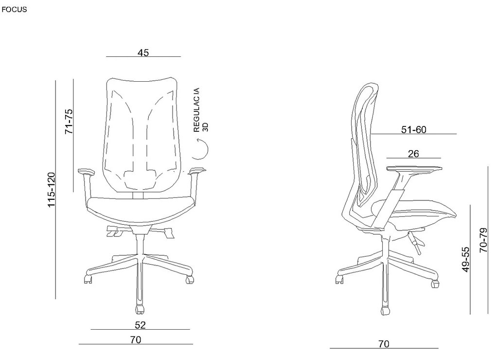 Ergonomická kancelárska stolička FOCUS šedá