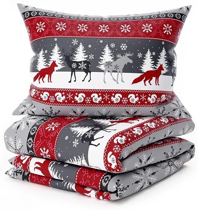 Mikroplyšové obliečky SNOWY FOREST sivé Rozmer obliečky: 2 ks 70 x 90 cm | 200 x 220 cm