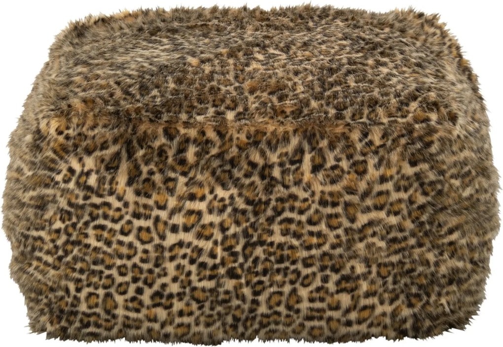 Taburet s leopardím vzorom hrdzavo hnedá a béžová – 70*70*45 cm