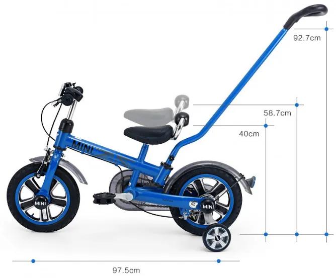 Rastar Detský bicykel Mini s rúčkou - modrý 12&quot; 2020