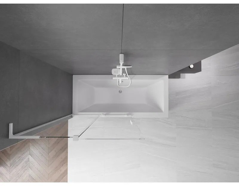 Mexen Velar L, 2-krídlová posuvná vaňová zástena 110 x 150 cm, 8mm číre sklo, biely profil, 896-110-003-01-20