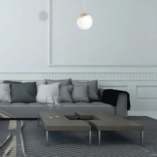Luster na lanku SFERA WOOD 1xE14/40W/230V biela