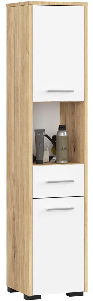 Kúpelňová skrinka Fulgor 2D 1SZ 1W (dub artisan + biela). Akcia -17%. Vlastná spoľahlivá doprava až k Vám domov. 1117561