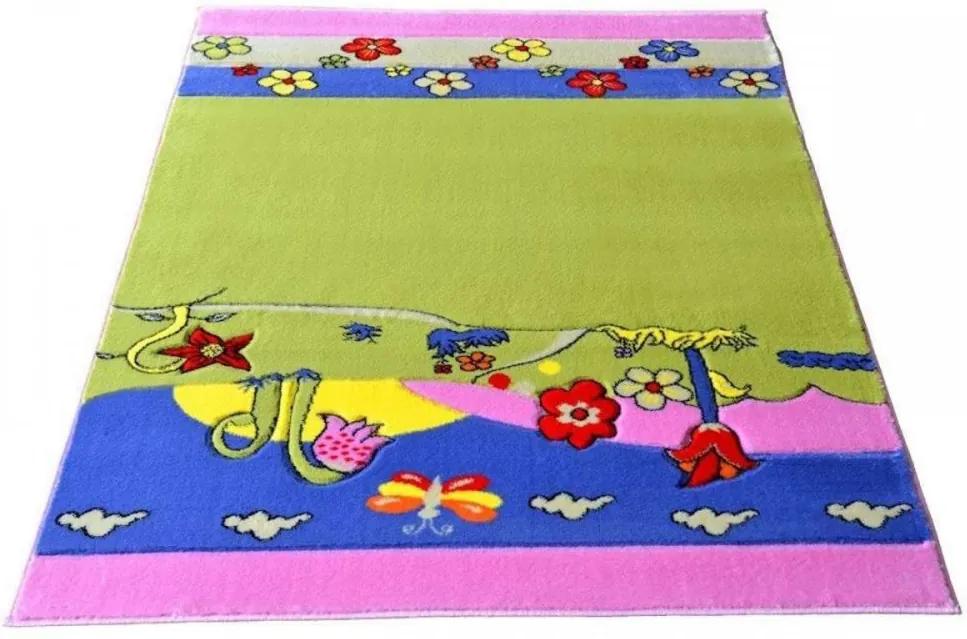 Detský koberec Lúka ružový, Velikosti 133x190cm | BIANO