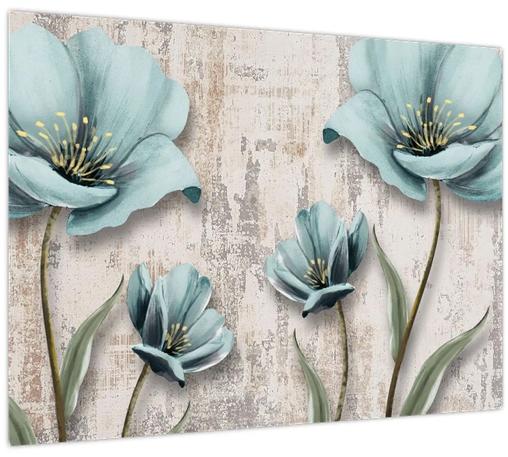 Obraz - Kvety na textúre (70x50 cm)