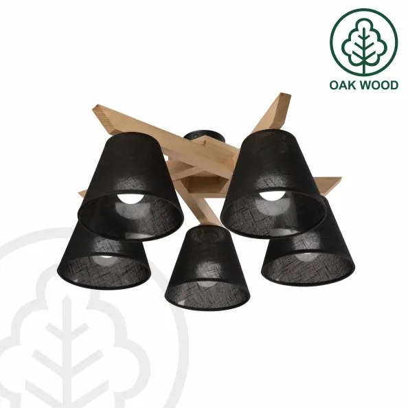 Brilagi - LED  Prisadený luster ANTHONY 5xE14/40W/230V dub/čierna