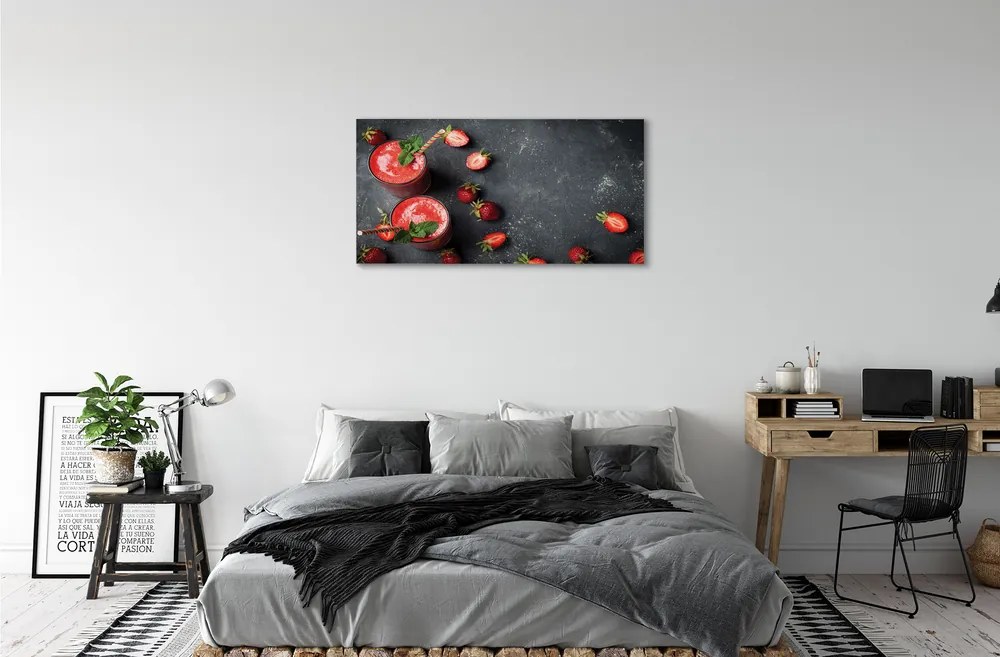Obraz canvas jahodový koktail 125x50 cm
