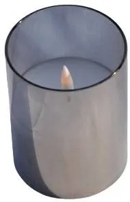 DECOLED LED svíčka ve skle, 7,5 x 12,5 cm, šedá