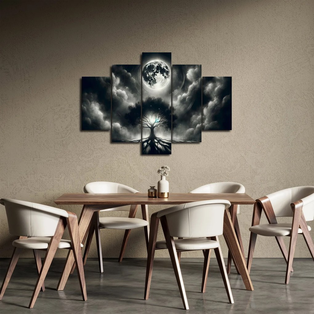 Obraz – Čiernobiely strom v splne (150x105 cm)