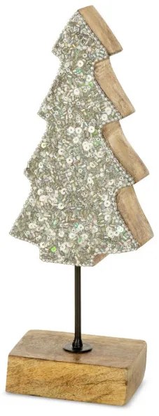 Vianočná dekorácia FIG 14 svetlohnedá / strieborná (2 ks)