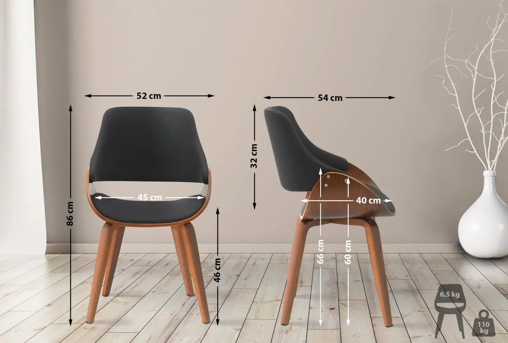 Jedálenská stolička Vangale - látka - Orech / Čierna