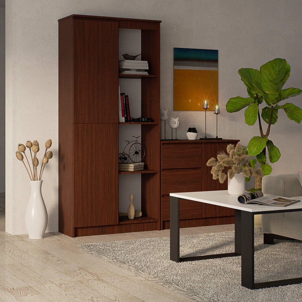 Regál Rexa 80 cm 1 skrinka a 4 police wenge