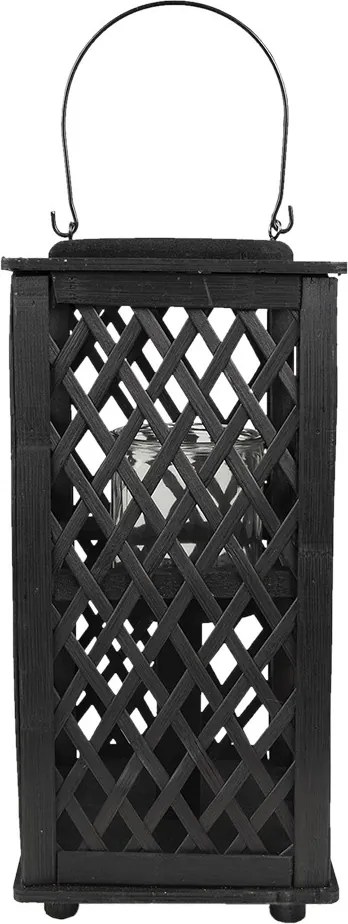 Čierny drevený závesný lampáš Bamboo - 19*19*40 cm