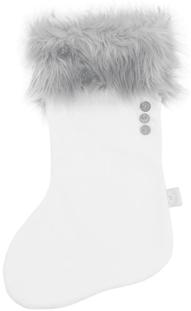 Vánoční punčocha bílá s šedou kožešinou 42x26cm