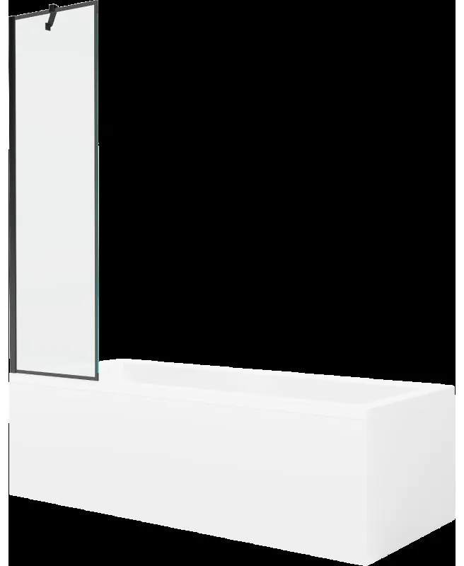 Mexen Cubik obdĺžniková vaňa 150 x 70 cm s obkladom a 1-krídlovou sprchovou zástenou 50 cm, Čierny vzor - 550315070X9505007070