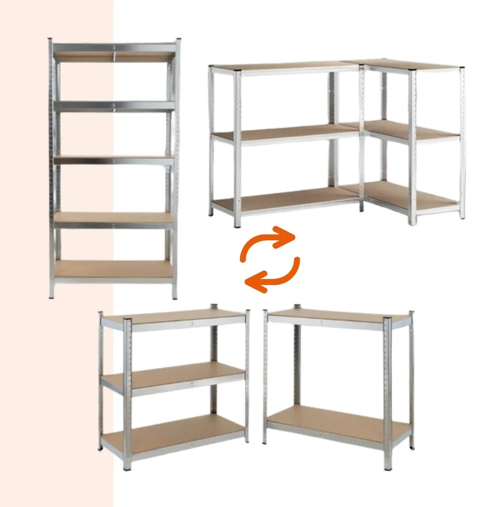 Regál s vysokou nosnosťou HEAVY, max. 875kg, 90x40x180cm, strieborná Jurhan