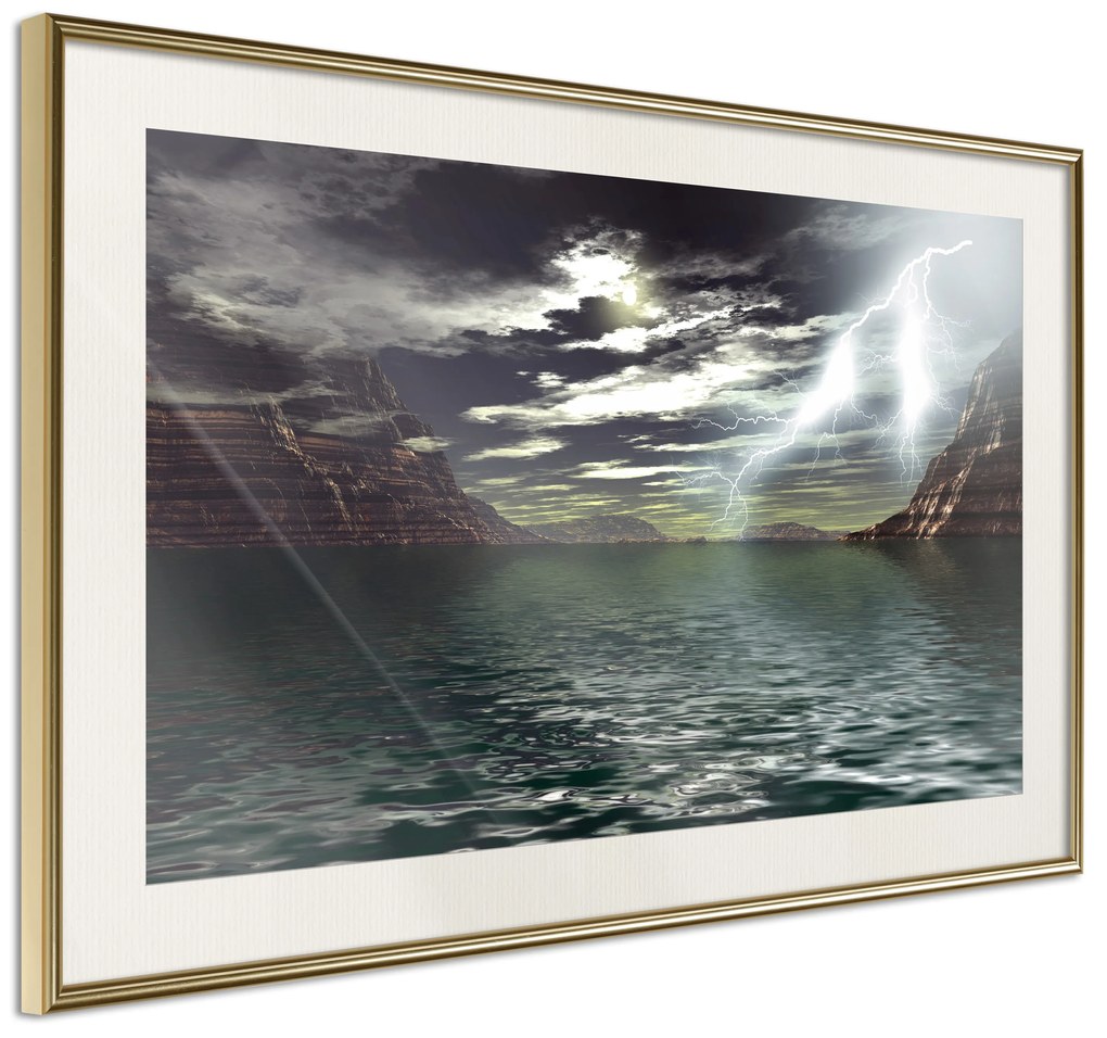 Artgeist Plagát - Storm on the Lake [Poster] Veľkosť: 45x30, Verzia: Čierny rám s passe-partout