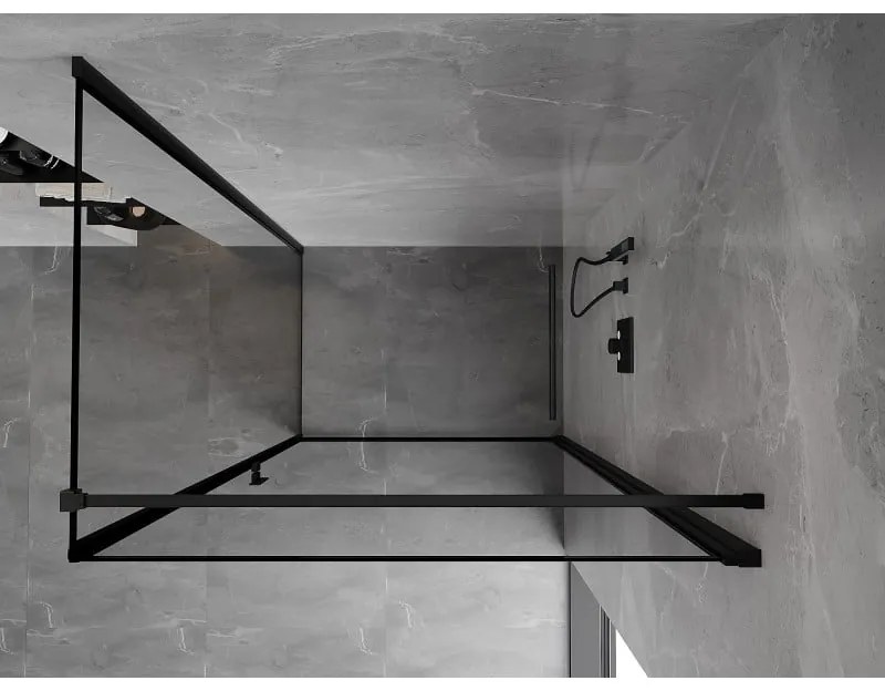 Mexen Mist-B, 1-krídlový výklopný sprchový kút, pravý, 70 x 90 cm, číre sklo-čierny rám, 8A2T-070-090-70-70-P