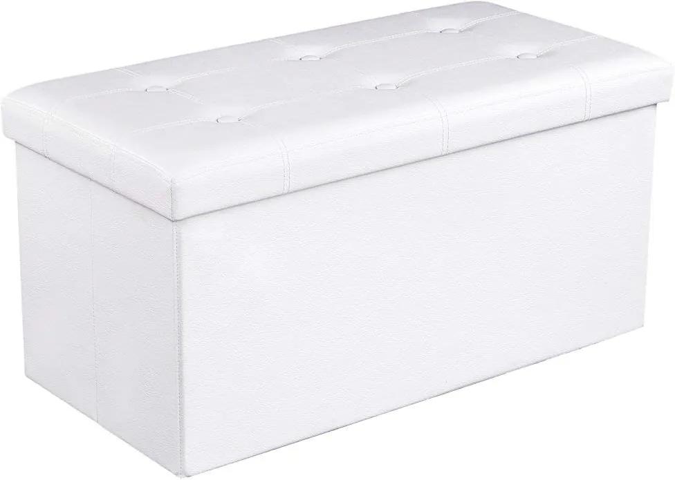 SONGMICS Úložný sedací box čalúnený skladacie 76x38 cm biely