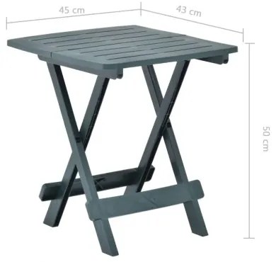 vidaXL Skladací záhradný stôl zelený 45x43x50 cm plastový-